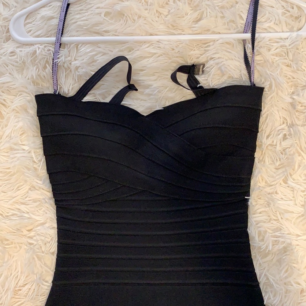 Herve Leger black fitted cocktail dress